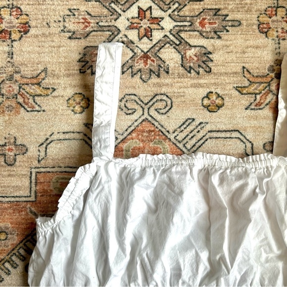 Madewell White Crop Top Sleeveless Square Neck Cinched Cottage Core - Picture 3 of 7